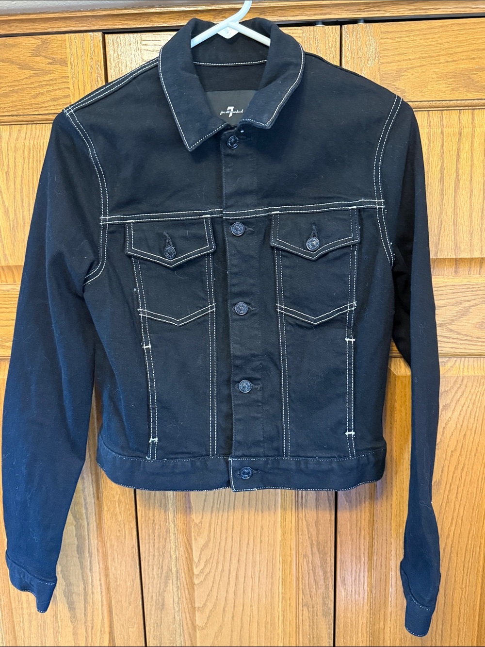 Woman’s Black Contrast-Stitch Trucker Jacket